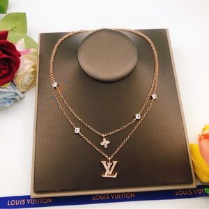 Elegant Louis Vuitton Gold Necklace with Crystal Accents